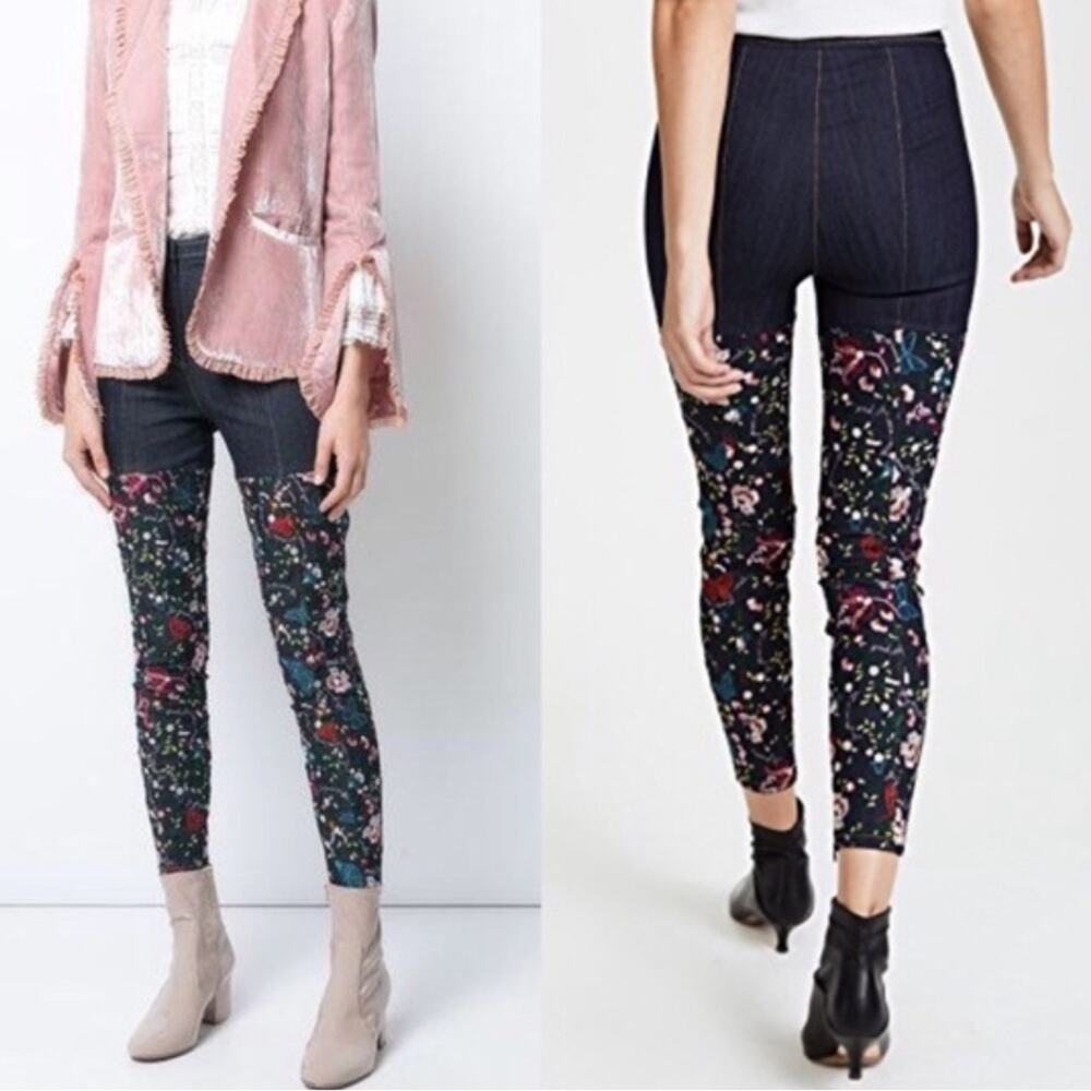Cinq a Sept Eva Marie Embroidered Skinny Jeans in Indigo-Multi Floral